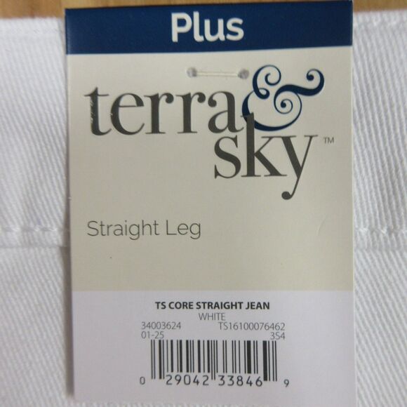 TERRA & SKY High Rise Straight Leg Jeans Plus Sz 28W Vivid White Core Denim NWT - Picture 5 of 13